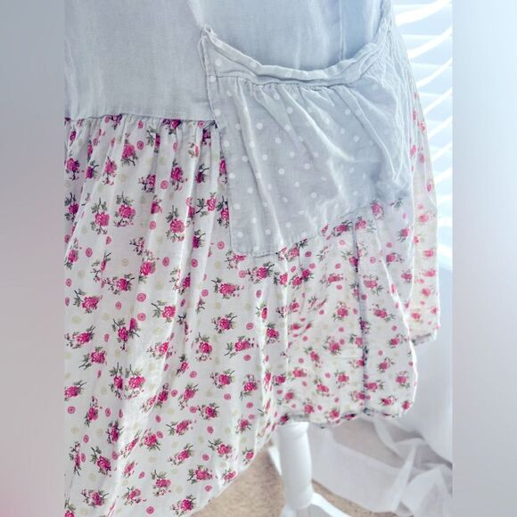Made in Italy!  Linen bodice with flowered skirt and polka dot pockets! - Picture 7 of 14